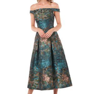 NWT Kay Unger Carina Cocktail Dress Teal Size 8
